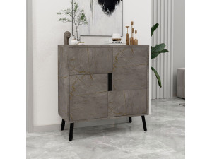 Drewniana szafka wielofunkcyjna "Darien" - 76,5 x 35 x 79,5 cm - Marmur 2