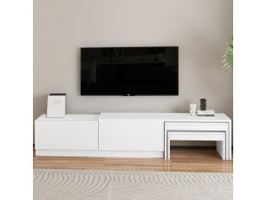 Drewniana podstawa pod telewizor "Nest" - 180 x 30 x 36 cm - Biały 2