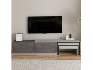 Drewniana podstawa pod telewizor "Nest" - 180 x 30 x 36 cm - Szary 2