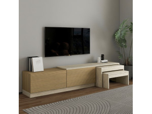 Drewniany stojak na telewizor "Nest" - 180 x 30 x 36 cm - Beżowy 2