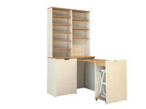 Drewniana witryna i stołki "Flexa" - 100 x 45 x 190 cm - Kremowy