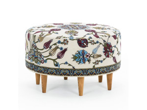 Drewniany puf "Rimini" - 65 x 65 x 40 cm - Biały
