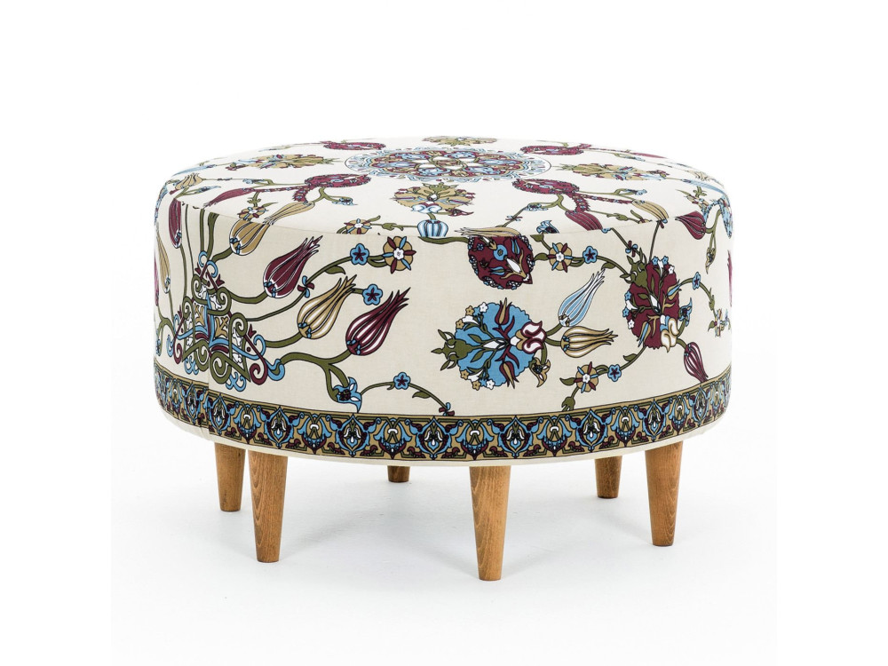 Drewniany puf "Rimini" - 65 x 65 x 40 cm - Biały