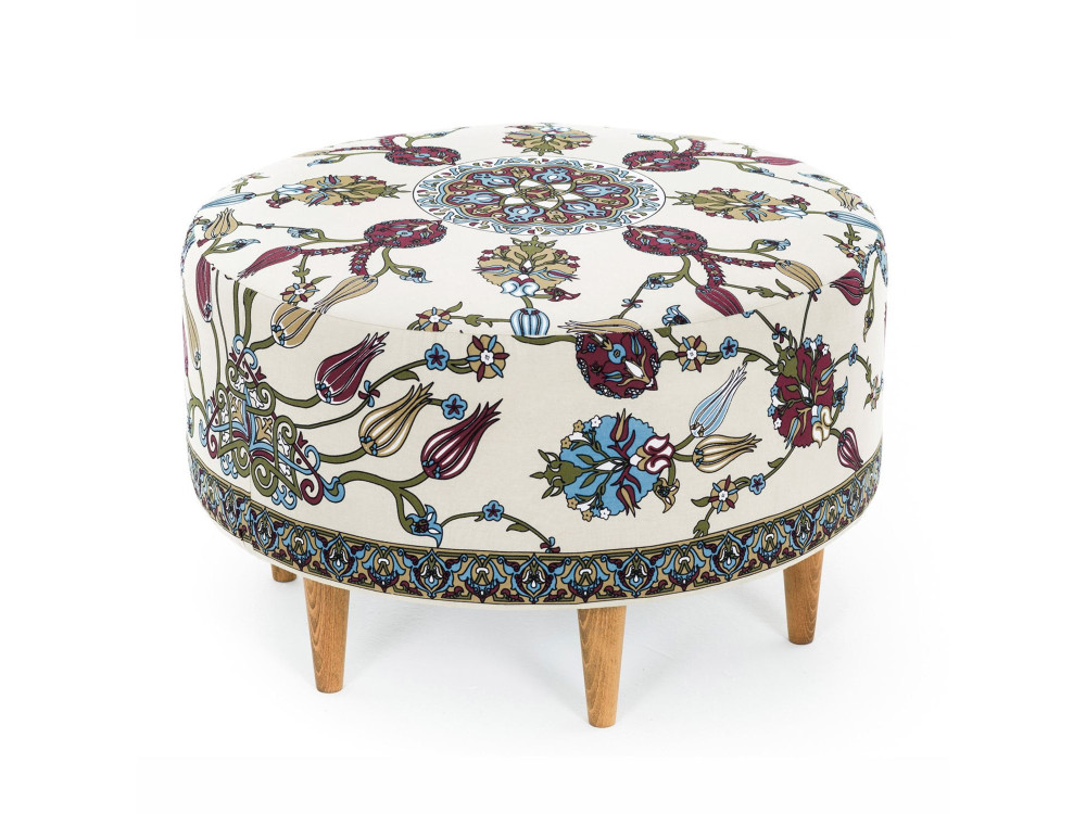 Drewniany puf "Rimini" - 65 x 65 x 40 cm - Biały