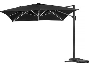 Aluminiowy parasol ogrodowy LED „Sun 3 Luxe” 3 x 3 m - Czarny