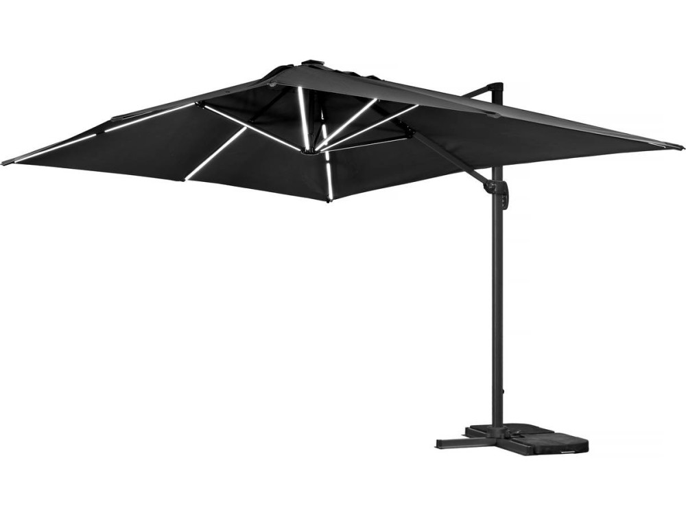 Aluminiowy parasol ogrodowy LED „Sun 3 Luxe” 3 x 3 m - Czarny