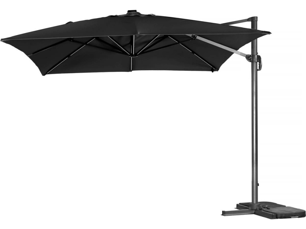 Aluminiowy parasol ogrodowy LED „Sun 3 Luxe” 3 x 3 m - Czarny