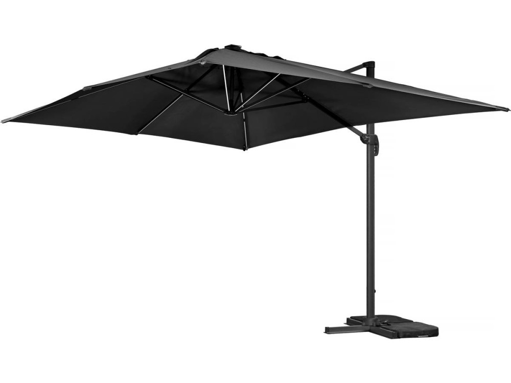 Aluminiowy parasol ogrodowy LED „Sun 3 Luxe” 3 x 3 m - Czarny