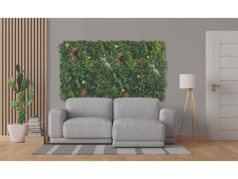 Znak trawy - "Vertical Sauvage Led" - Zestaw 4 sztuk - 1,00 x 1,00 m - Zielony