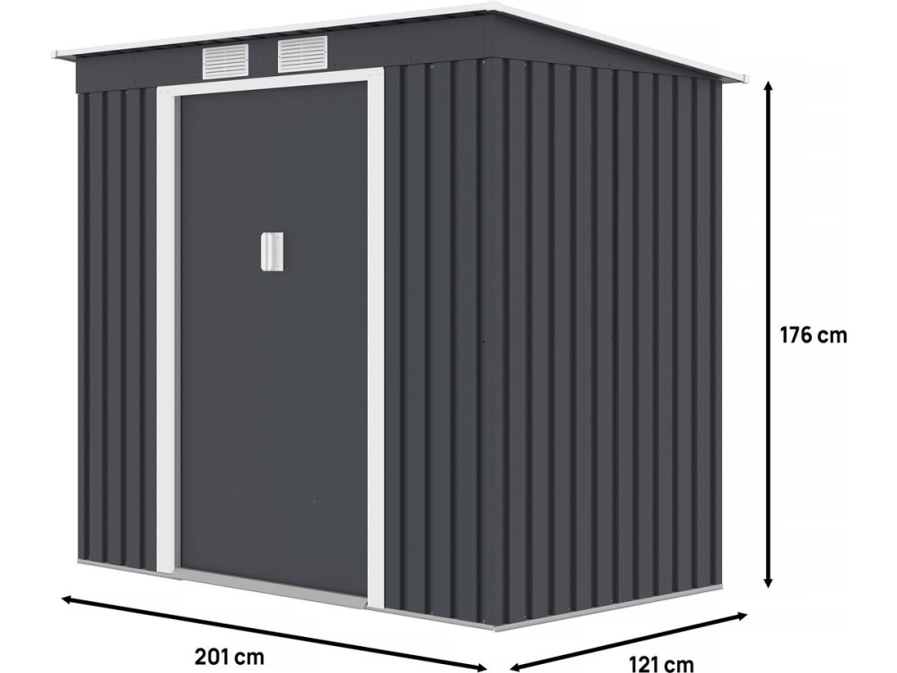 Metalowa szopa ogrodowa jednospadowa "Austin" 2,43 m2 - Szara