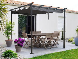 Aluminiowa pergola z rozsuwanym dachem - 3 x 3 m - Szary 2