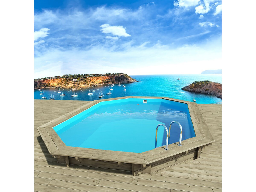 Drewniany basen "Miami 145" - 4,86 x 3,36 x 1,45 m + pompa ciepła 3,5 kw/h