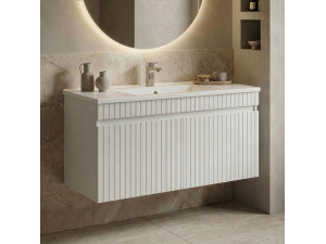 Szafka pod umywalkę „Tivoli 100” – 100 x 45 x 57 cm – matowa biel 2