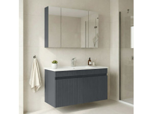 Zestaw szafki pod umywalkę z lustrem (2 elementy) „Tivoli 100” – 100 x 45 x 66 cm – matowy antracyt 2