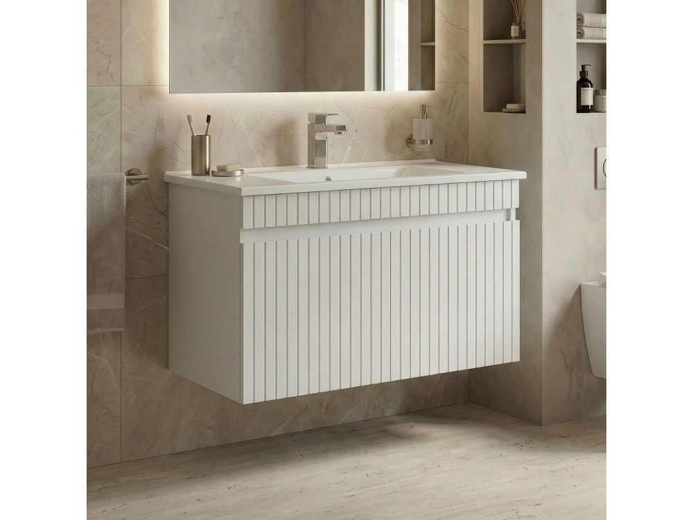 Szafka pod umywalkę „Tivoli 85” – 85 x 45 x 57 cm – matowa biel