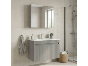 Zestaw szafki pod umywalkę z lustrem (2 elementy) „Tivoli 85” – 85 x 45 x 57 cm – matowy kolor kaszmir 2