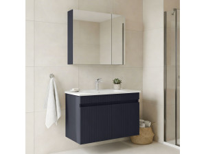Zestaw szafki pod umywalkę z lustrem (2 elementy) „Tivoli 85” – 85 x 45 x 57 cm – matowy granatowy 2