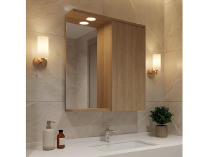 Szafka łazienkowa z lustrem „Purus 65” – 63 x 18 x 68 cm – dąb Sonomo 2