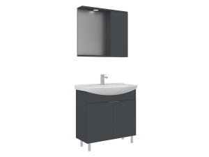 Zestaw szafki pod umywalkę z lustrem (2 elementy) „Purus 80” – 80 x 50 x 83 cm – matowy antracyt