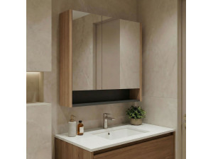 Szafka łazienkowa z lustrem „Ricato 80” – 80 x 16 x 78 cm – orzech 2