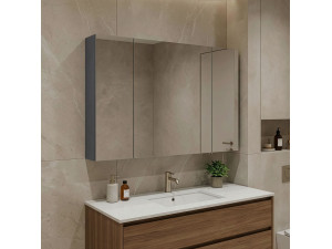 Szafka łazienkowa z lustrem „Side 100” – 100 x 16 x 66 cm – matowy antracyt 2