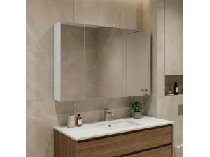 Szafka łazienkowa z lustrem „Side 100” – 100 x 16 x 66 cm – matowa biel 2