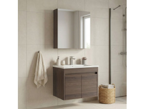 Zestaw szafki pod umywalkę z lustrem (2 elementy) „Side 65 v2” – 65 x 45 x 52 cm – orzech 2