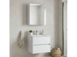 Zestaw szafki pod umywalkę z lustrem (2 elementy) „Side 65 v2” – 65 x 45 x 52 cm – matowa biel 2