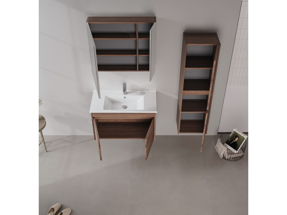 Szafka pod umywalkę „Side 85 v2” – 85 x 45 x 52 cm – ciemny orzech