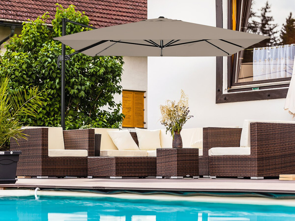 Parasol ogrodowy aluminiowy Sky 4 Cantilever - 3 x 4 m - Taupe - z pokrowcem ochronnym