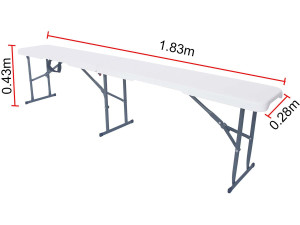 Metalowa ławka "Foldy" - 183 x 29 x 42 cm - Biały 2