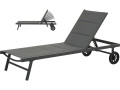 Pikowany leżak z tekstylenu i aluminium "Bella" - Phoenix - Ciemnoszary