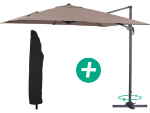 Parasol ogrodowy "Sun 3" - Kwadratowy - 3 x 3 m - Szaro-brązowy + Pokrowiec ochronny