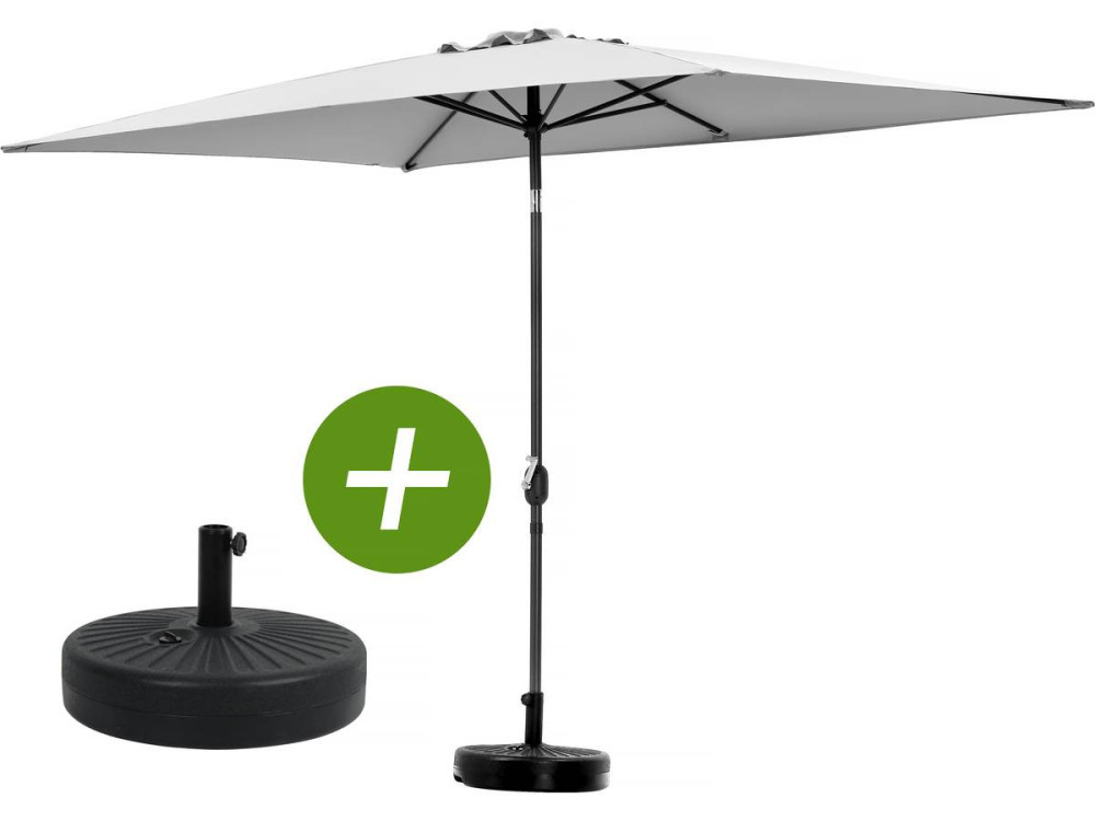 Parasol ogrodowy Sol 2" - Prostokąt - 2 x 3 m - Szary + Balast w zestawie