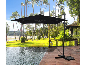 Parasol ogrodowy "Soleil" z boczną nogą - Kwadratowy - 2.5 x 2.5 m - Czarny + pokrowiec zabezpieczający 2