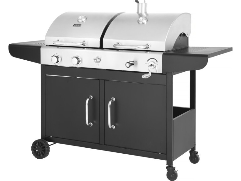 Western 2 w 1 metalowy grill gazowy i na węgiel drzewny - czarny