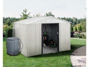 Domek ogrodowy metalowy "Nebraska" - 5,29 m² z rynną i zbiornikiem na wodę 2