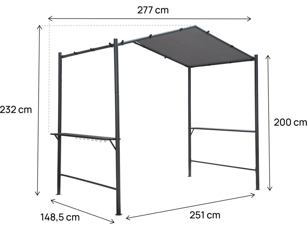 Pergola altanowa do grilla - 277 x 149 cm - Antracyt