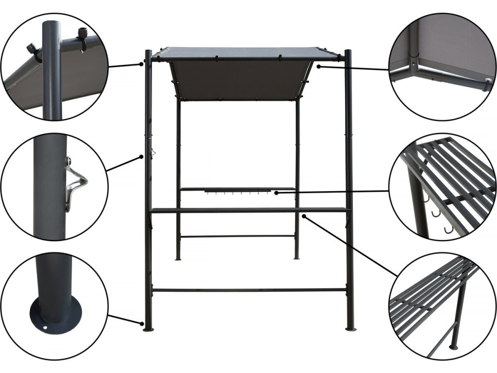 Pergola altanowa do grilla - 277 x 149 cm - Antracyt