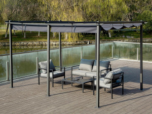 Metalowa pergola z rozsuwanym dachem - 3 x 6 m - Antracyt 2