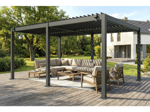 Samonośna aluminiowa pergola bioklimatyczna "Kensington" - 3 x 5 m - Szary 2