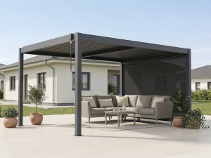 Pergola bioklimatyczna "Windsor premium" z oświetleniem i aluminiową markizą - 3 x 4 m - Szary 2