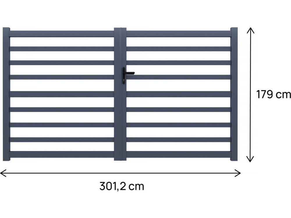 Brama aluminiowa ażurowa "Martin" - 300 x 180 cm - Szara