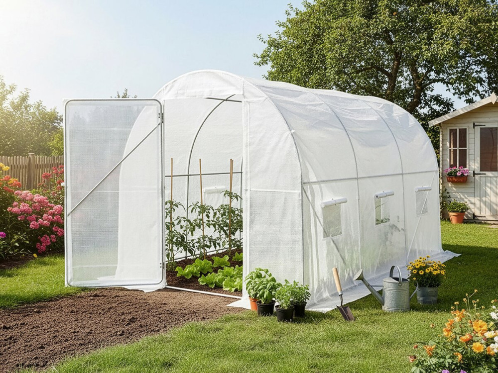 Tunel ogrodowy "Mimosa" 3 x 2 m z drzwiami - 6 m² - 180 g - biały