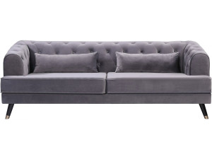 Naprawiono aksamitna sofe „Gloria” - 216 x 86 x 76 cm - 3 miejsca - Szary 2