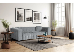Sofa prosta z tkaniny szenilowej „Vendome” - 3 miejsca - Szara 2