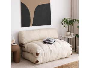 2-osobowa rozkładana sofa w tkaninie "Fold" - 120 x 75 x 79 cm - Kremowy 2