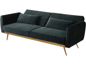 Kanapa rozkładana "Donia" z weluru - 203 x 81 x 83 cm - 3 miejsca - Ciemnozielona