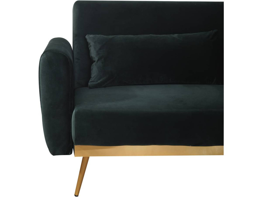 Kanapa rozkładana "Donia" z weluru - 203 x 81 x 83 cm - 3 miejsca - Ciemnozielona