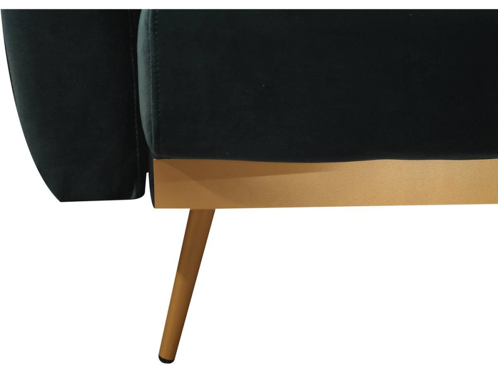 Kanapa rozkładana "Donia" z weluru - 203 x 81 x 83 cm - 3 miejsca - Ciemnozielona